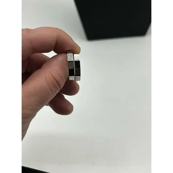 Silver Faceted Hoop Earrings Lightweight Secure Lock Back - Picture 2 of 3